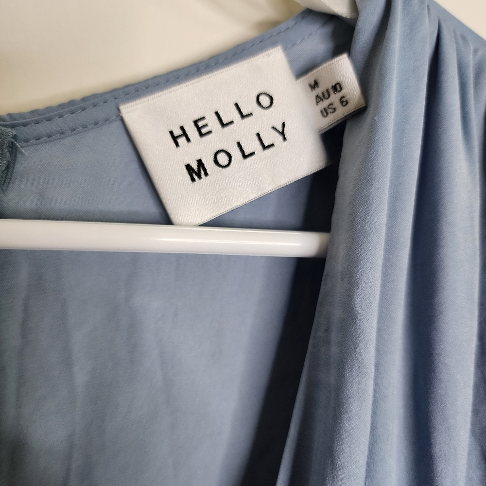 Light Blue V-Neck Ruffle Mini Dress - Picture 10 of 15